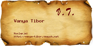 Vanya Tibor névjegykártya